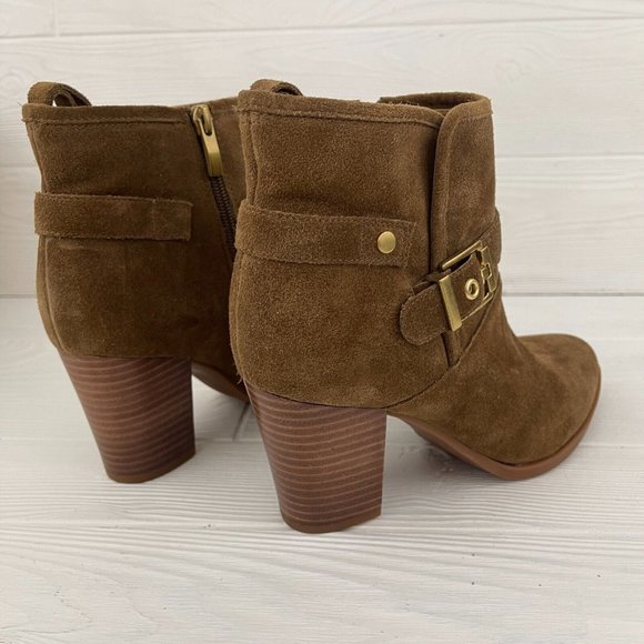 Franco Sarto Dorinda Brown Leather Suede Zipper Ankle Boots Booties Women's Sz 8 - Picture 5 of 12